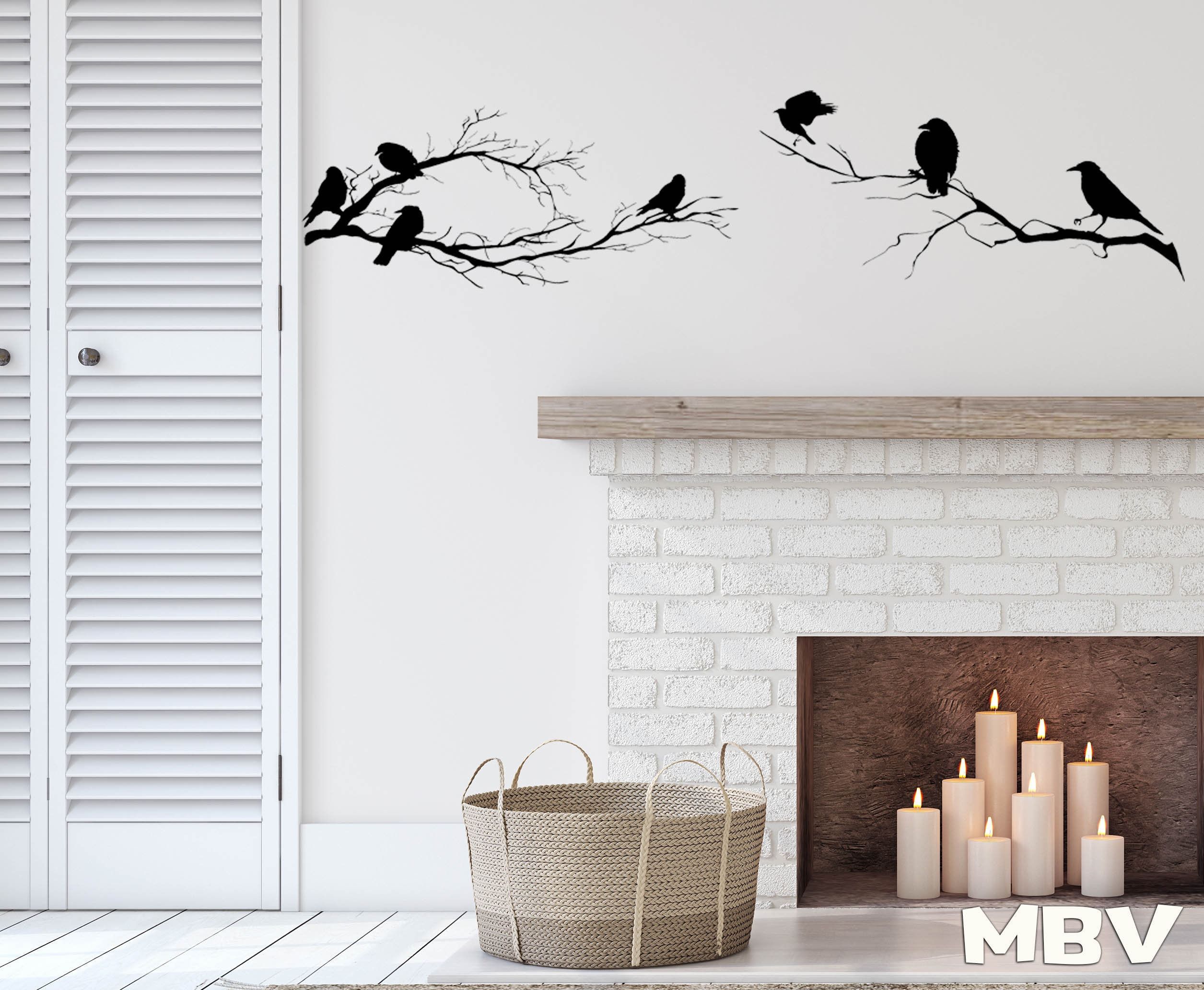 Birds On Branch Wall Decor Tree Branches Birds Wall Art – Etsy Hong Kong In Best And Newest Bird On Tree Branch Wall Art (Gallery 6 of 20)