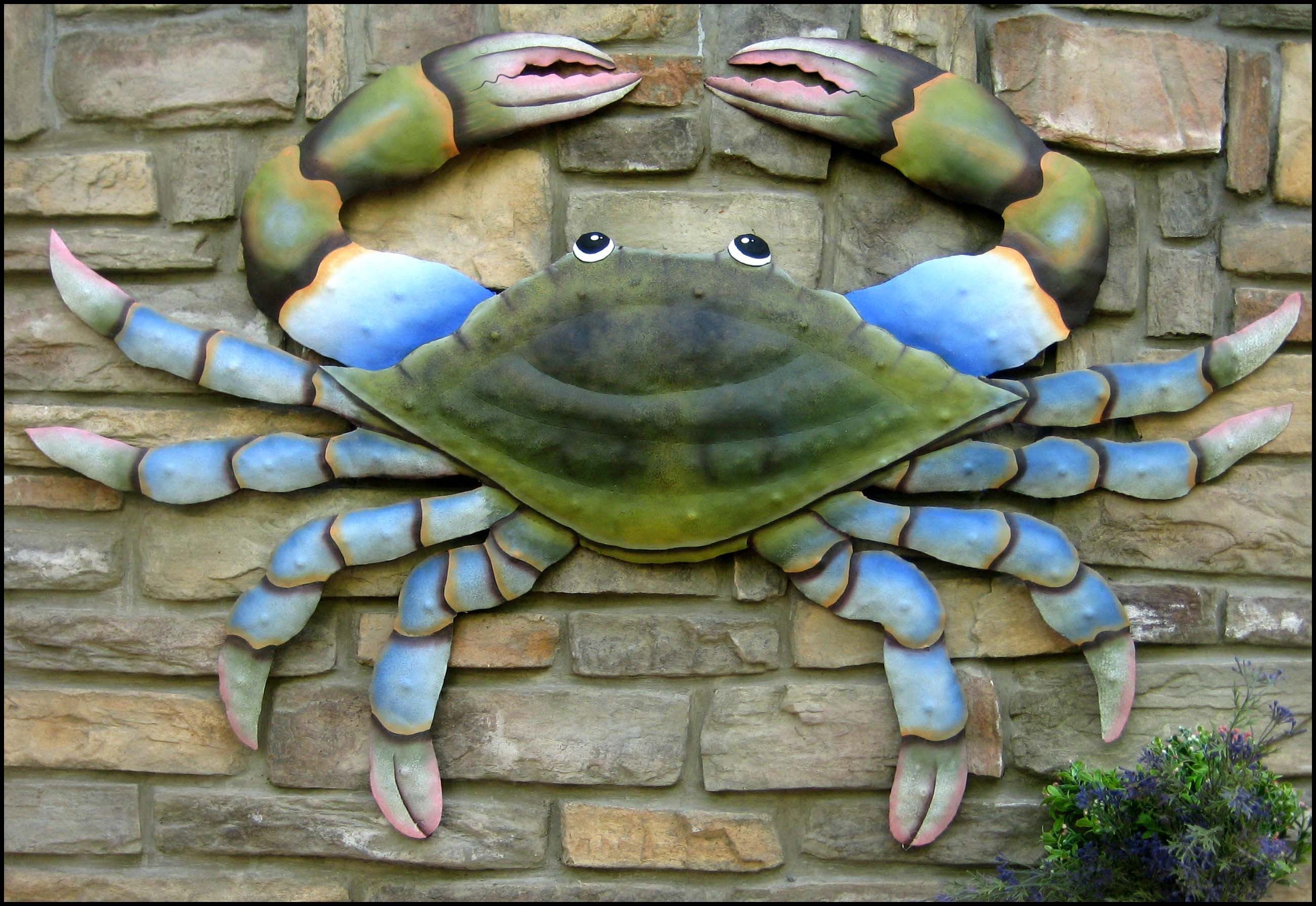 Blue Crab Nautical Wall Hanging Metal Art Tropical Decor – Etsy With Regard To Most Recent Crab Wall Art (View 4 of 20)