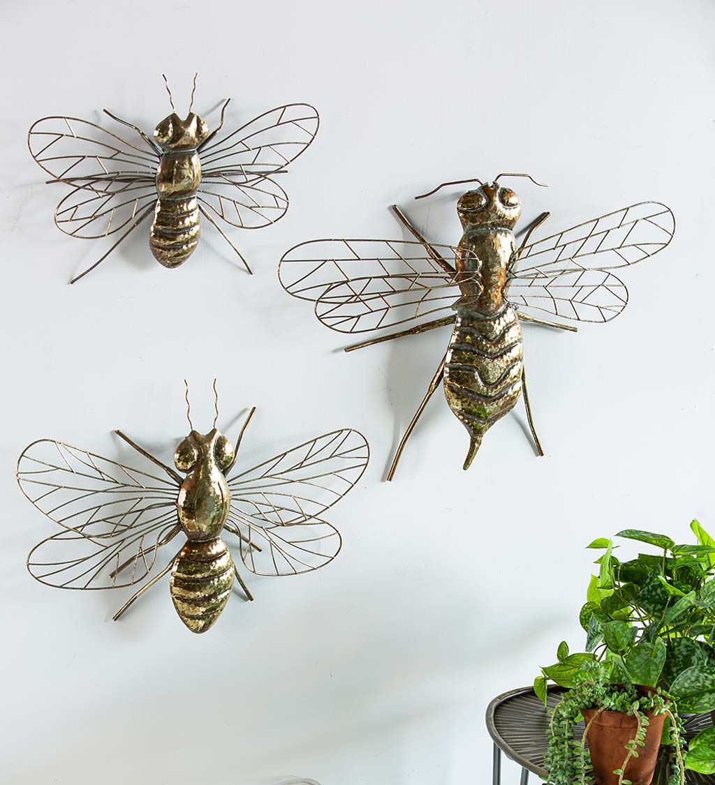 Bronze Toned Bee Wall Art, Set Of 3 | Wind And Weather In Recent Bee Ornament Wall Art (Gallery 15 of 20)