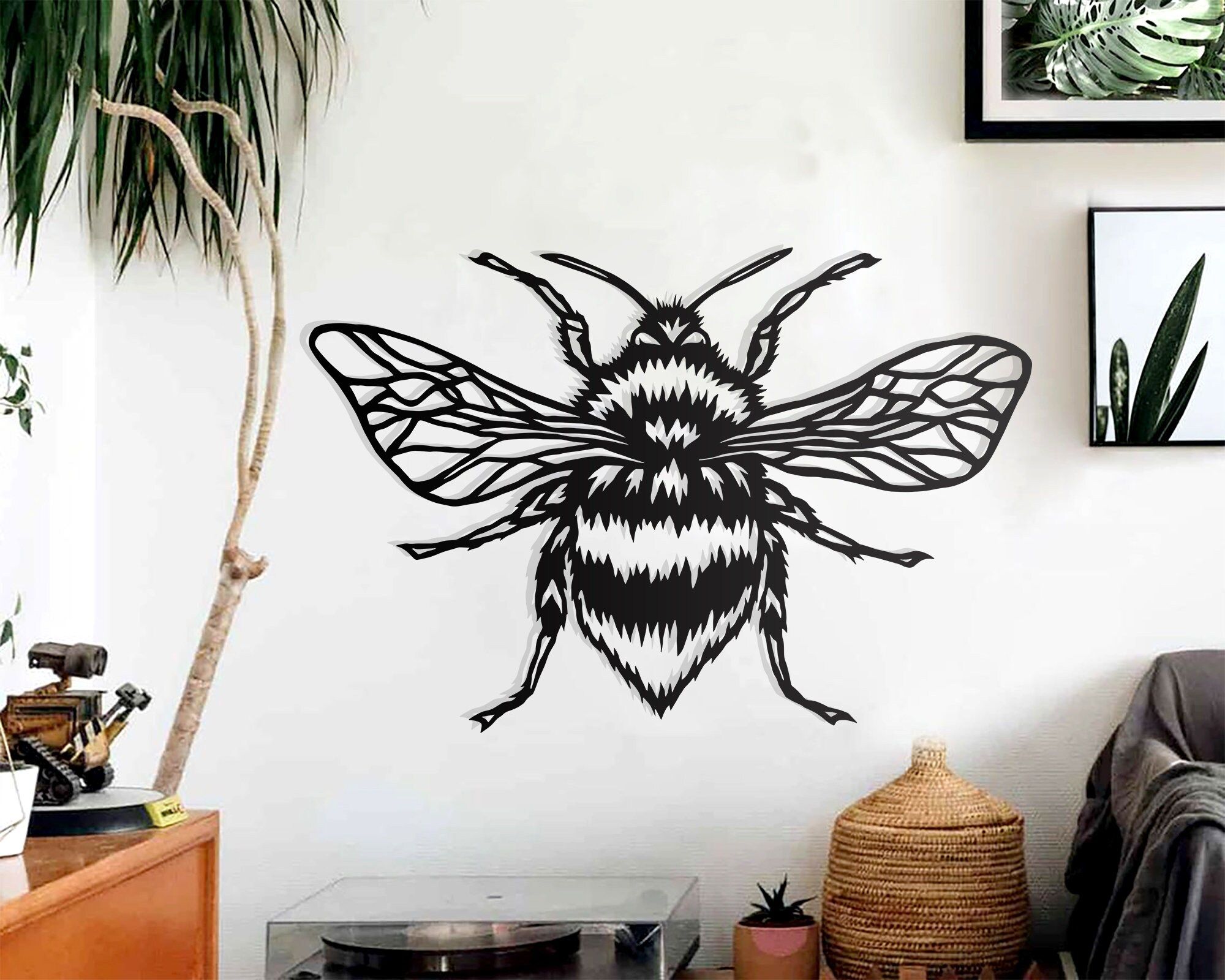 Bumble Bee Metal Wall Art Wall Decoration Living Room – Etsy Within Best And Newest Metal Wall Bumble Bee Wall Art (View 2 of 20)