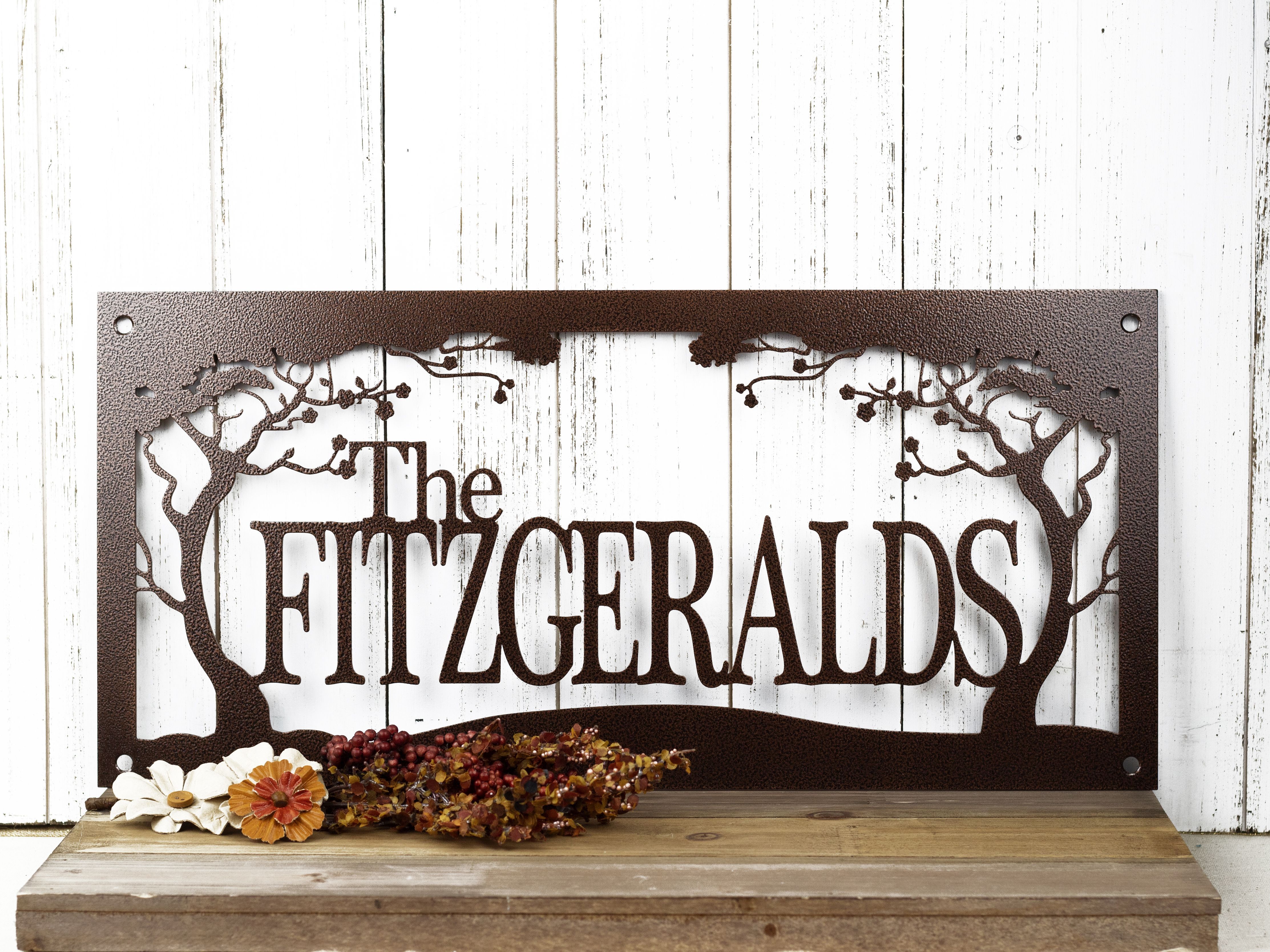 Buy Hand Crafted Personalized Family Name Metal Sign, Custom Wall Art With  Cherry Trees, Made To Order From Refined Inspirations, Inc. | Custommade Pertaining To Most Up To Date Family Wall Sign Metal (Gallery 7 of 20)