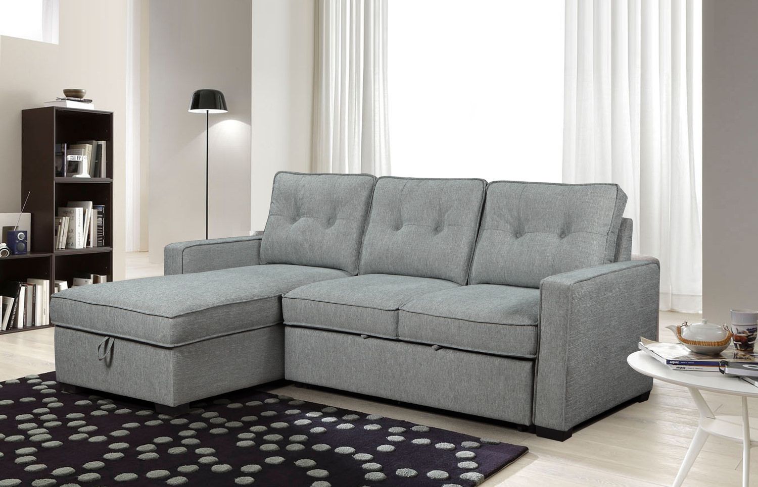 Casper 2 Piece Modular Sectional With Pull & | Hom Furniture Throughout Convertible Sofa With Matching Chaise (View 15 of 20)