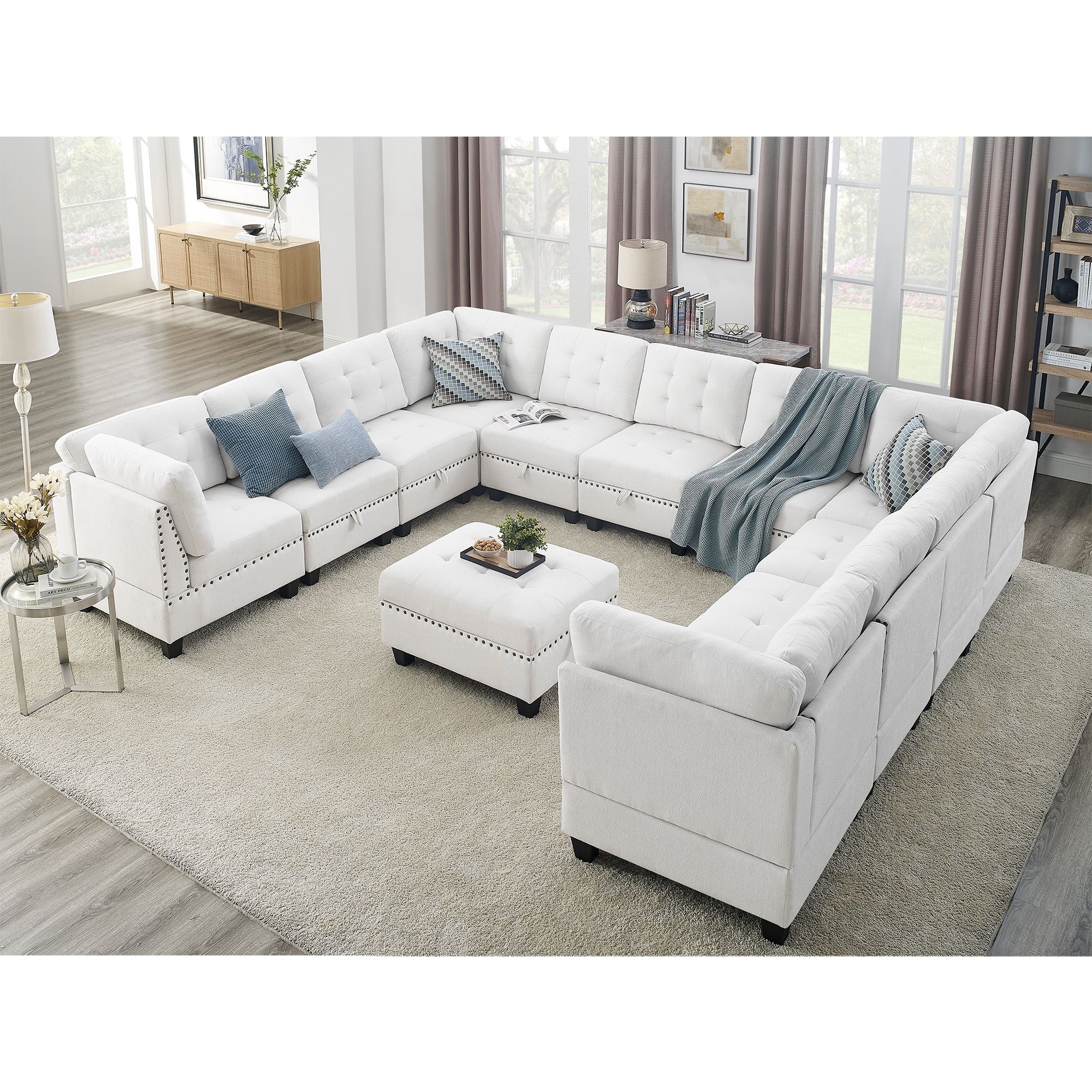 Chenille U Shaped Modular Sectional Sofa With Bonus Storage – On Sale – –  37703946 Inside U Shaped Modular Sectional Sofas (View 5 of 20)