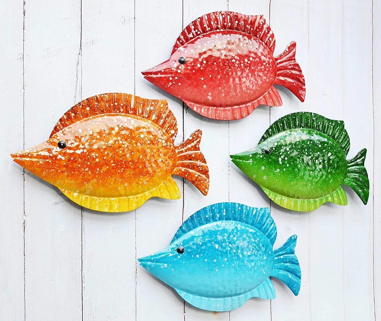 Coastal Ocean Sea Metal Fish Hanging Wall Art Decor Set Of 4 For Outdoor Or  In | Ebay Within 2017 Metal Coastal Ocean Wall Art (Gallery 16 of 20)