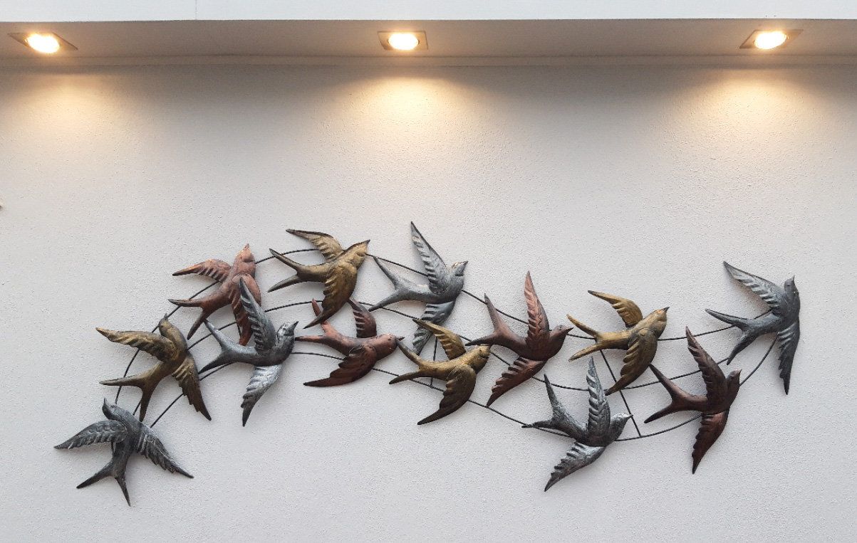 Contemporary Copper Silver & Gold Metal Bird Flock Wall Art Unusual Metal  Swift | Plantationdesigns Within Best And Newest Metal Bird Wall Art (View 18 of 20)