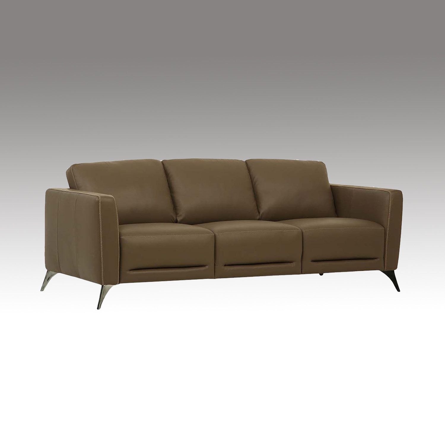 Corrigan Studio® Leather Upholstered Sofa With Metal Legs In Chrome And  Taupe | Wayfair For Chrome Metal Legs Sofas (View 19 of 20)