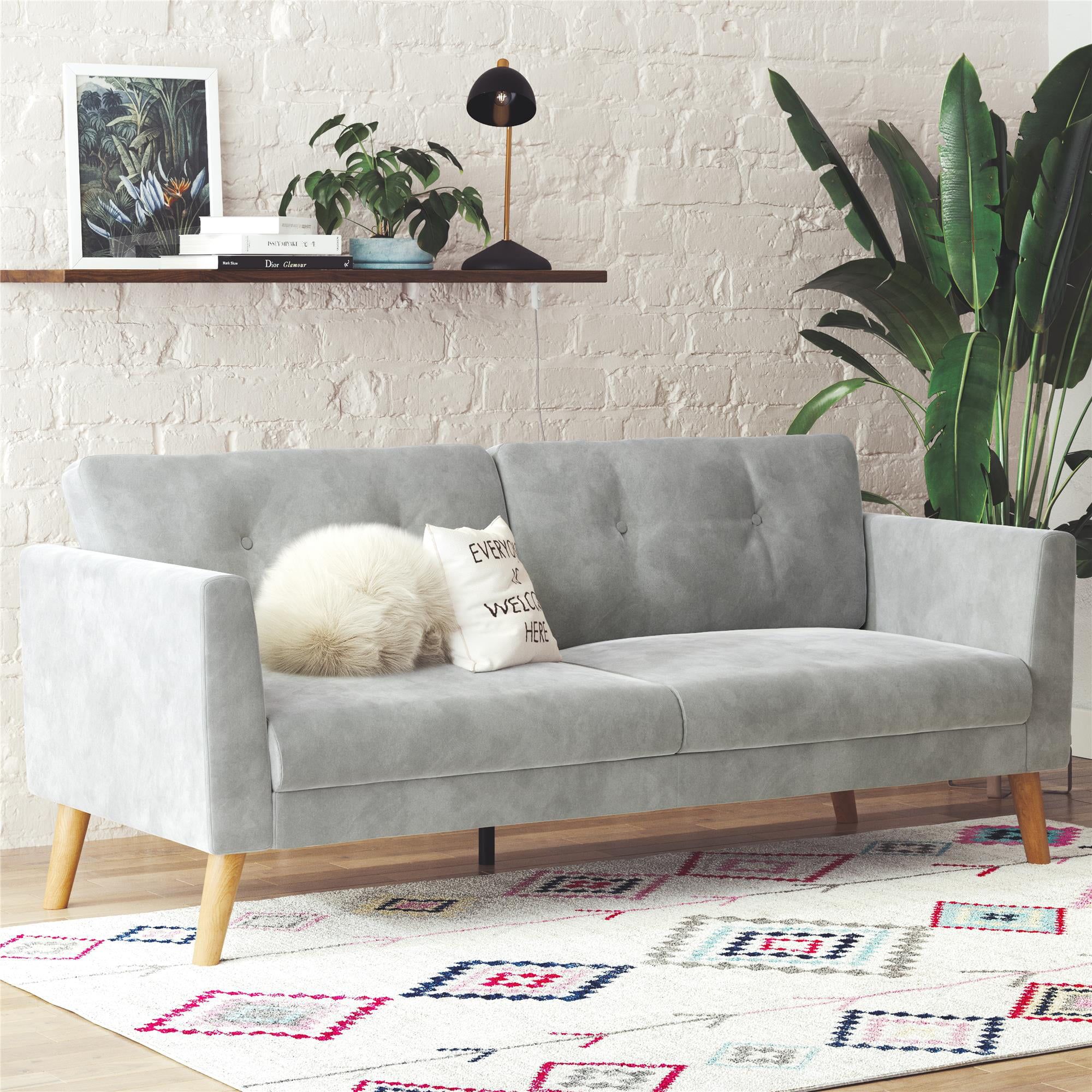 Cosmoliving Gloria Upholstered 3 Seater Sofa, Light Gray Velvet –  Walmart Pertaining To Light Gray Velvet Sofas (Gallery 10 of 20)