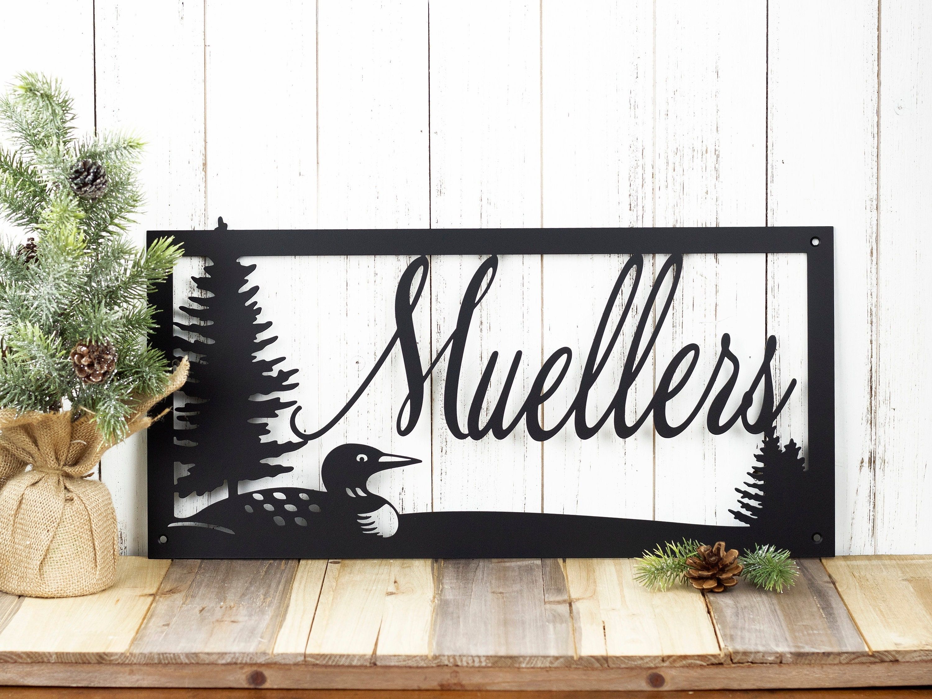 Custom Outdoor Family Last Name Metal Sign With Loon, Family Name Sign,  Custom Sign, Metal Wall Art Regarding Most Recent Family Wall Sign Metal (View 19 of 20)