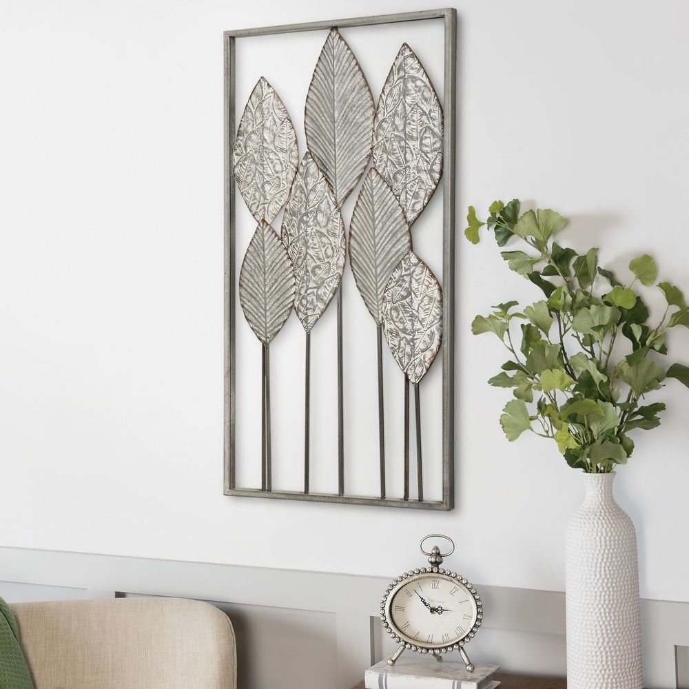 Deco 79 Metal Leaf Tall Cut Out Wall Decor With Intricate Laser Cut  Designs, Set Of 12w, 30h, Black | Forum.iktva (View 15 of 20)