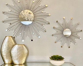 Decorative Starburst Mirrormetal Wall Mirrorwall Hanging – Etsy | Starburst  Mirror, Sunburst Mirror, Mirror Wall Art Pertaining To Most Current Starburst Jeweled Hanging Wall Art (View 7 of 20)