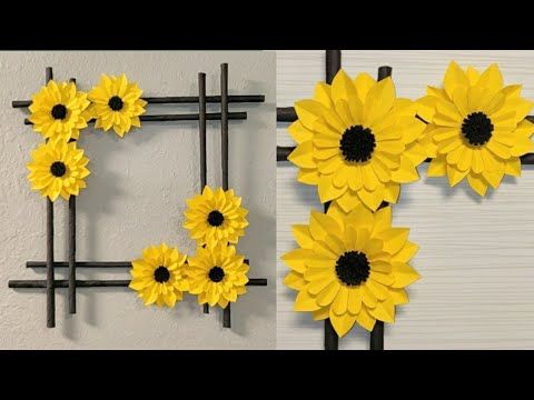 Diy | Paper Flower Wall Hanging | Sunflower Wall Decoration | Paper Craft |  Wall Hanging Home Decor – Youtube Throughout Newest Hanging Sunflower (View 10 of 20)