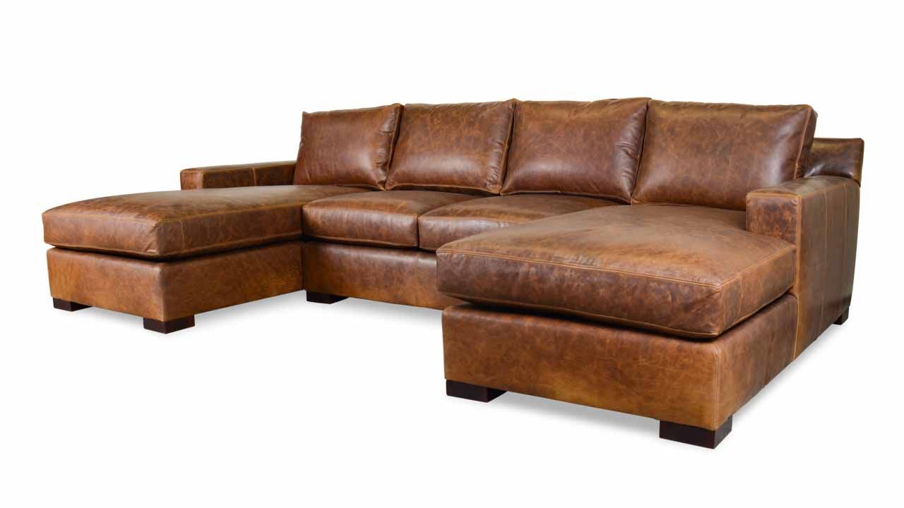 Durham Double Chaise U Shaped Transitional Leather Sectional For Sofas With Double Chaises (View 10 of 20)