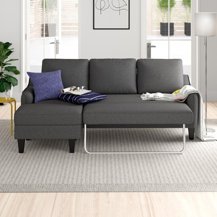 Ebern Designs Sarrinah 83" Wide Left Hand Facing Sleeper Sofa & Chaise &  Reviews | Wayfair Within Left Or Right Facing Sleeper Sectional Sofas (View 3 of 20)
