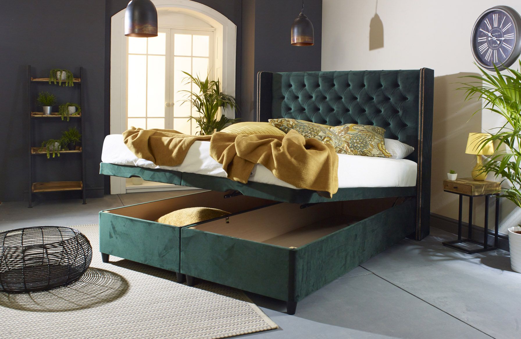 Elle Wing Floating Ottoman Bed Frame With Studs – Bedworld For Floating Ottomans (View 4 of 20)