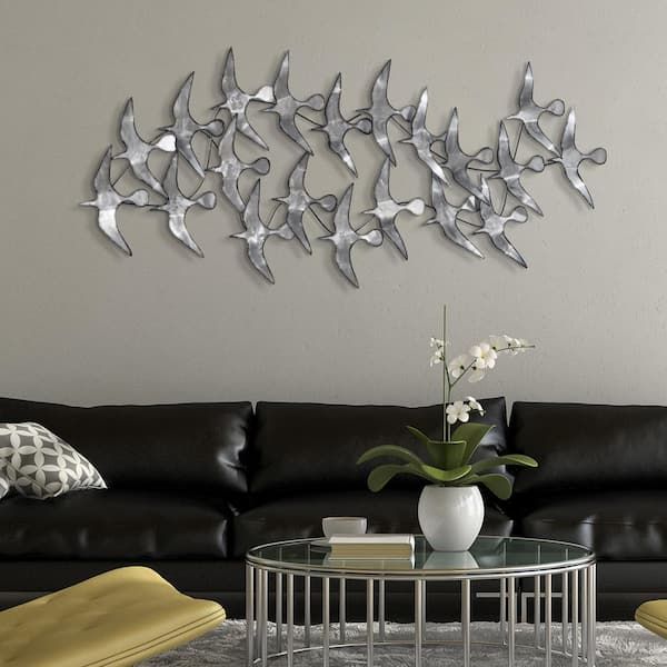 Empire Art Direct "flock" Hand Painted Etched Metal Wall Sculpture 52.0 In.  X 22.8 In (View 4 of 20)