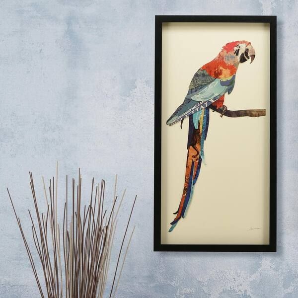 Empire Art Direct "tropical Parrot" Dimensional Collage Framed Graphic Art  Under Glass Wall Art, 33 In. X 17 In (View 17 of 20)