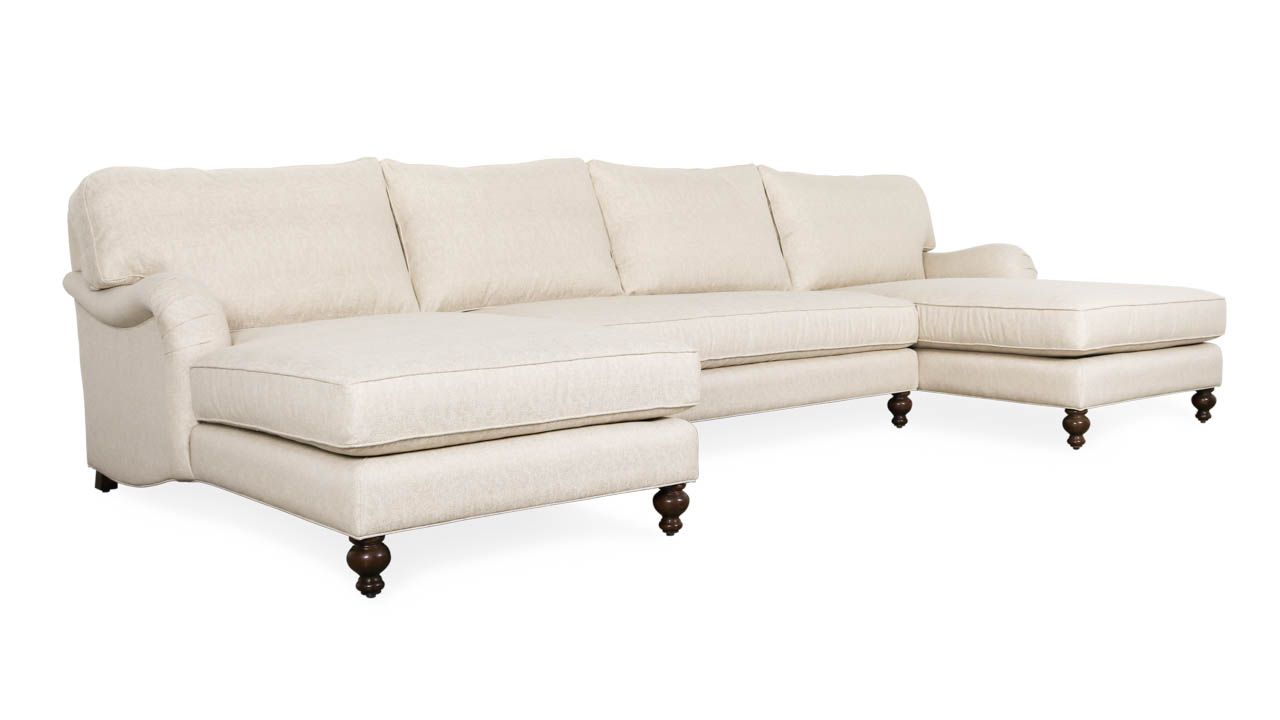 English Arm Pillow Back Double Chaise Sectional Sofa Intended For Pillowback Sofa Sectionals (View 15 of 20)