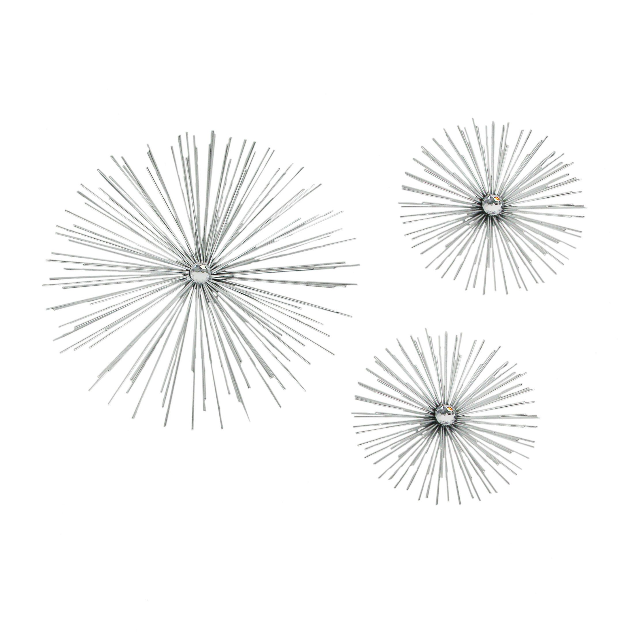 Everly Quinn 3 Piece Metal Jeweled Starburst Wall Décor Set | Wayfair With Recent Starburst Jeweled Hanging Wall Art (View 5 of 20)