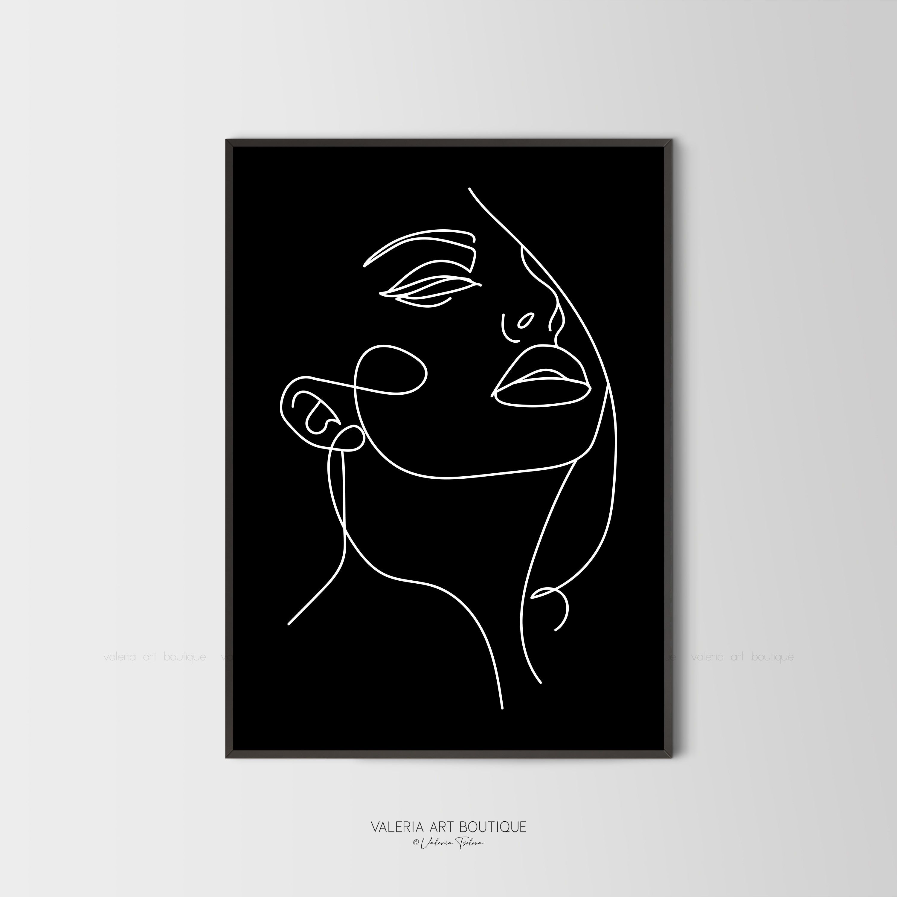 Face Line Artwoman One Line Artfemale Drawingabstract Face – Etsy Regarding Best And Newest One Line Women Body Face Wall Art (View 15 of 20)