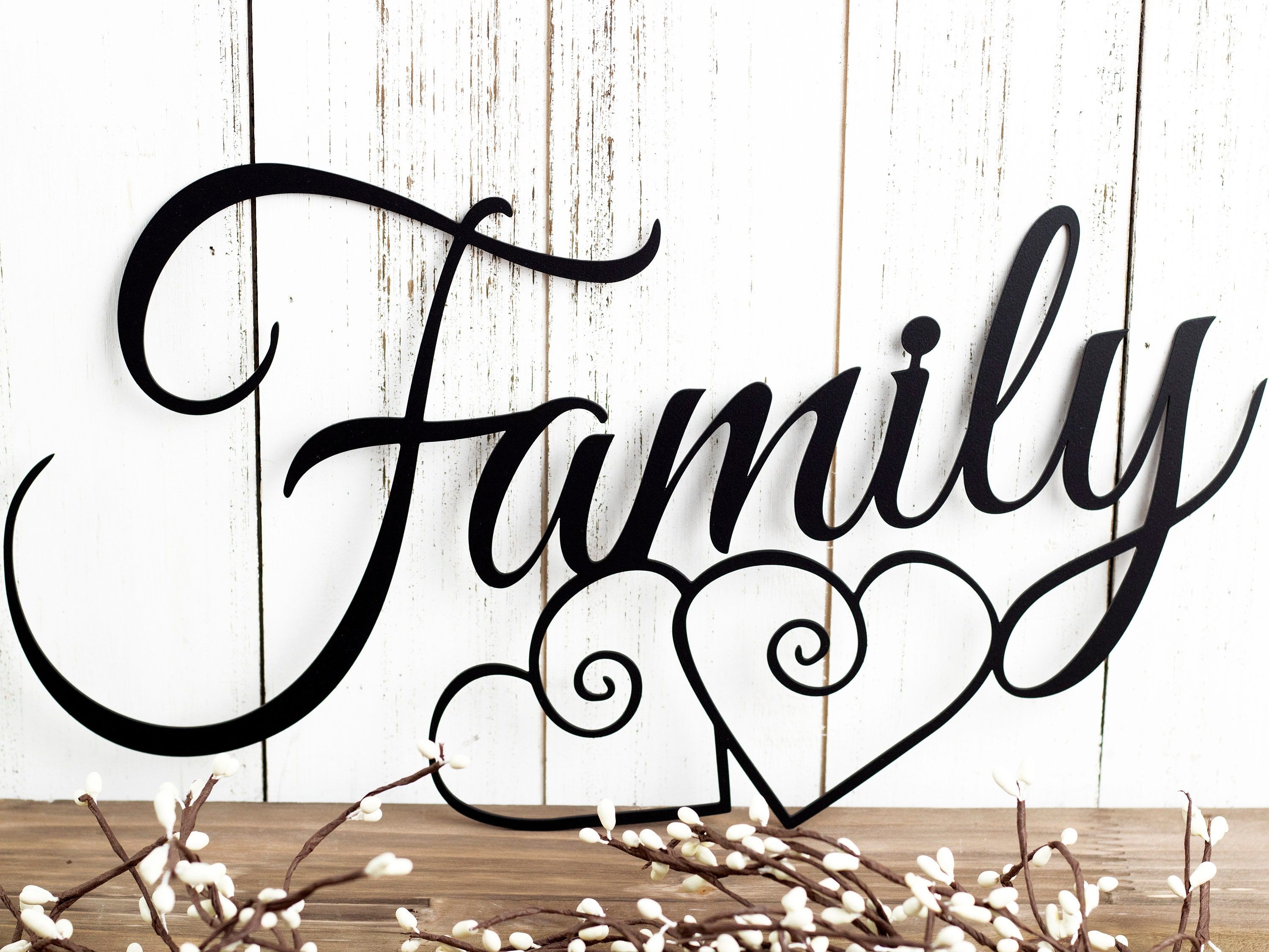 Family Metal Wall Art, Hearts, Family Sign, Metal Sign, Family Wall Decor,  Wedding Gift, Wall Hanging Pertaining To Most Popular Family Wall Sign Metal (View 3 of 20)