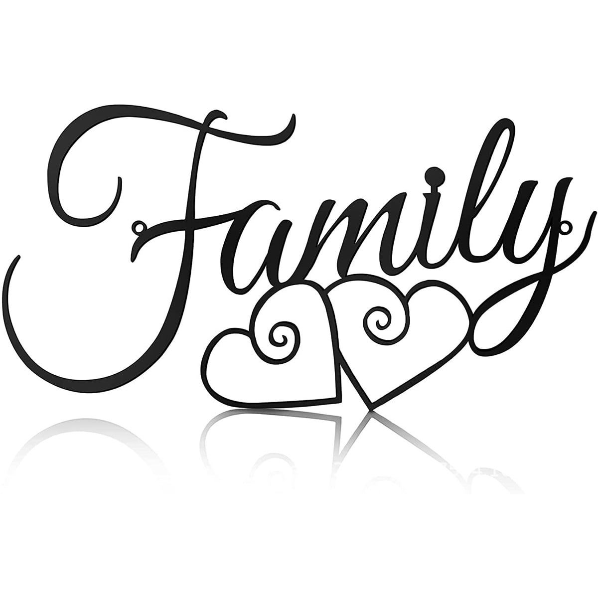 Family Wall Sign Metal Family Wall Decor Black Family Word Wall Art  Farmhouse Wall Ornament Rustic Decorative Wall Sign Wall Hanging Decoration  For Living Room Bedroom Dining Room Kitchen Home Office – With Regard To Most Up To Date Farmhouse Ornament Wall Art (View 16 of 20)