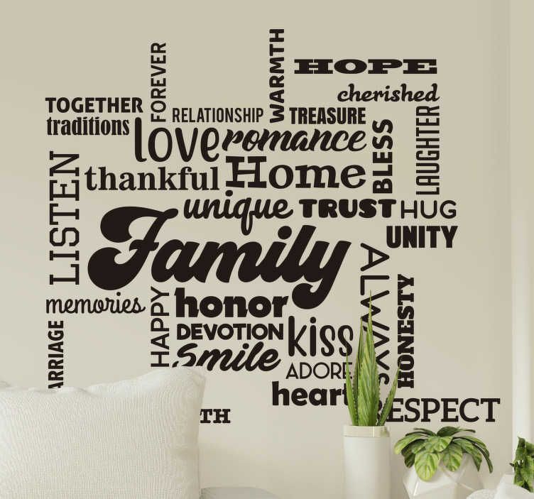 Family Words Home Text Wall Decor – Tenstickers Regarding 2017 Family Word Wall Art (Gallery 5 of 20)