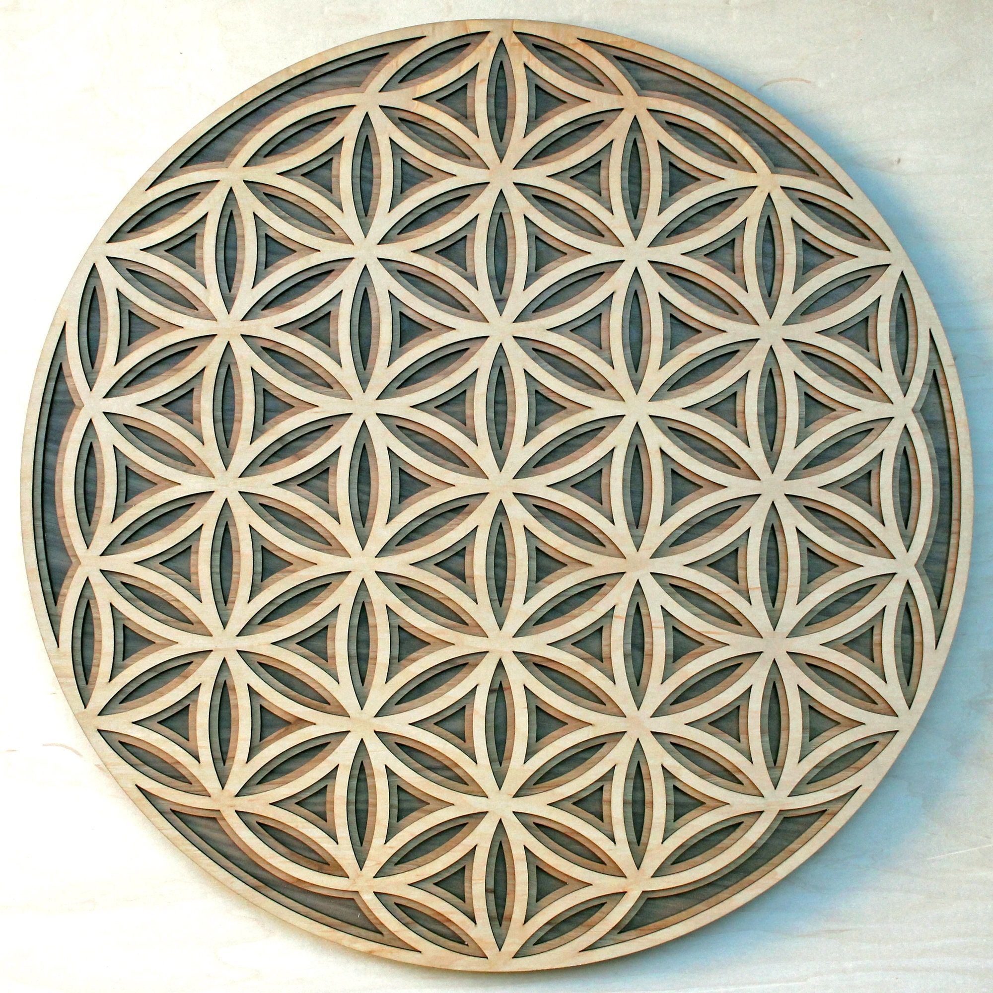 Flower Of Life 3 Layer 18 22 Wood Wall Art Laser Cut – Etsy With Regard To Newest 3 Layers Wall Sculptures (View 8 of 20)