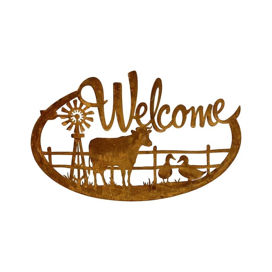 French Country Vintage Metal Welcome With Cow Rusty Wall Art Regarding Best And Newest Vintage Metal Welcome Sign Wall Art (View 18 of 20)