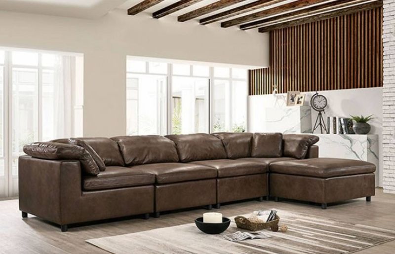 Furniture Of America | Cm6472 Sect L Tamera Brown 6 Seat Sectional Sofa Within 6 Seater Sectional Couches (View 18 of 20)