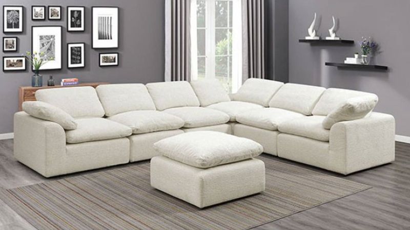 Furniture Of America | Cm6974bg 6seat Joel Cream 6 Seat Sectional Sofa In 6 Seater Sectional Couches (View 3 of 20)