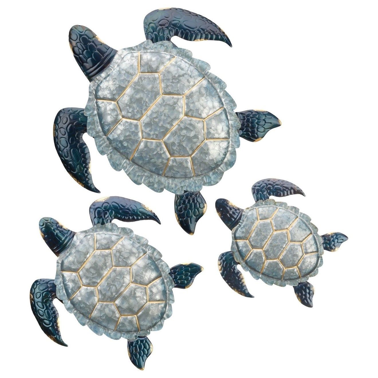 Galvanized Sea Turtle Wall Decor Set/3 – Overstock – 32970711 In Best And Newest Turtle Wall Art (View 15 of 20)