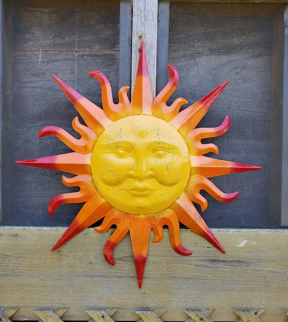Garden Decor Metal Sun Wall Art Outdoor Wall Art Metal Sun – Etsy With Regard To 2018 Sun Face Metal Wall Art (View 9 of 20)