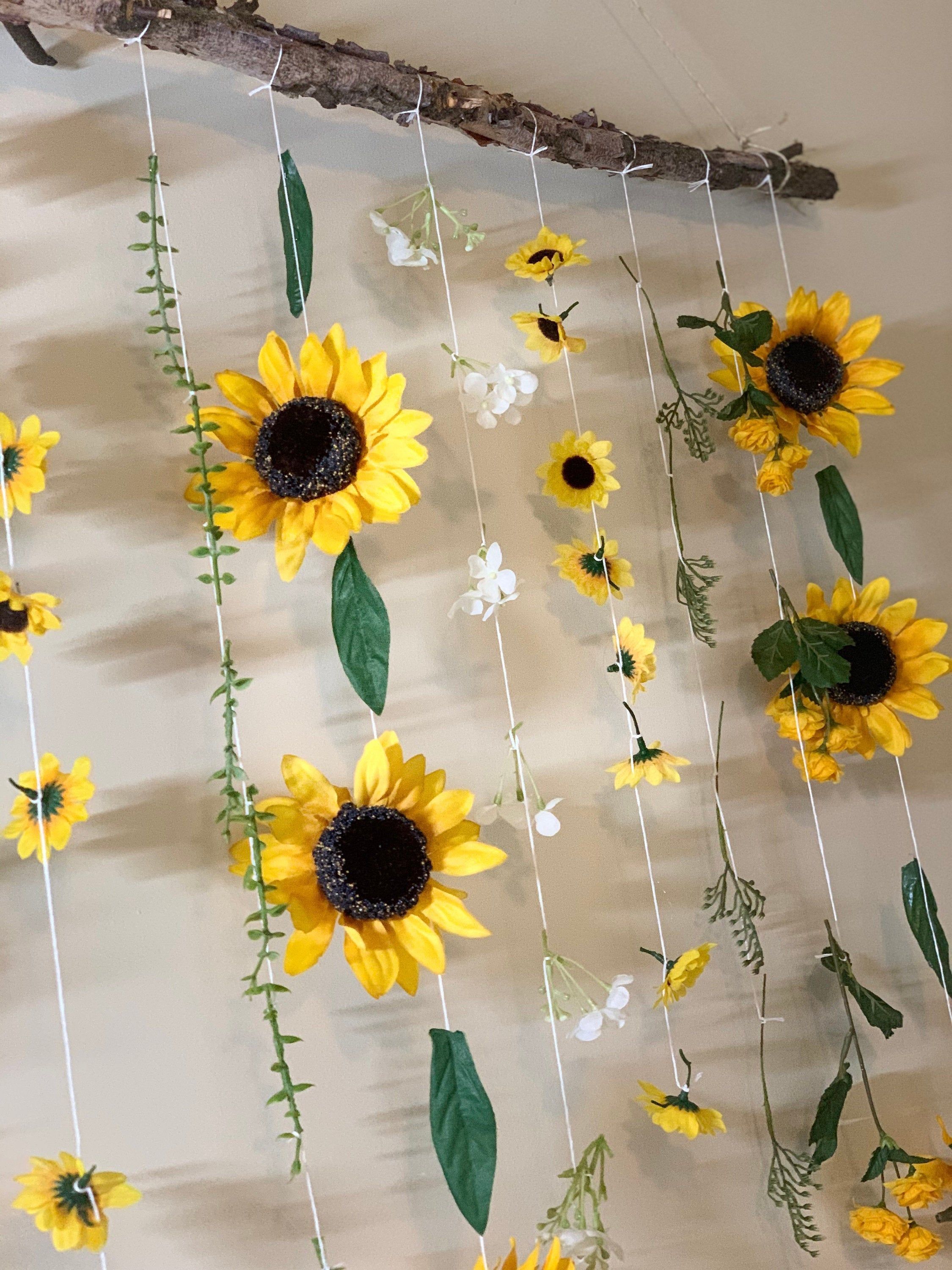 Gift For Her Birthday Gift For Her Boho Decor Floral Wall – Etsy | Sunflower  Wall Decor, Hanging Flower Wall, Flower Wall Decor With Regard To Most Recently Released Hanging Sunflower (View 17 of 20)