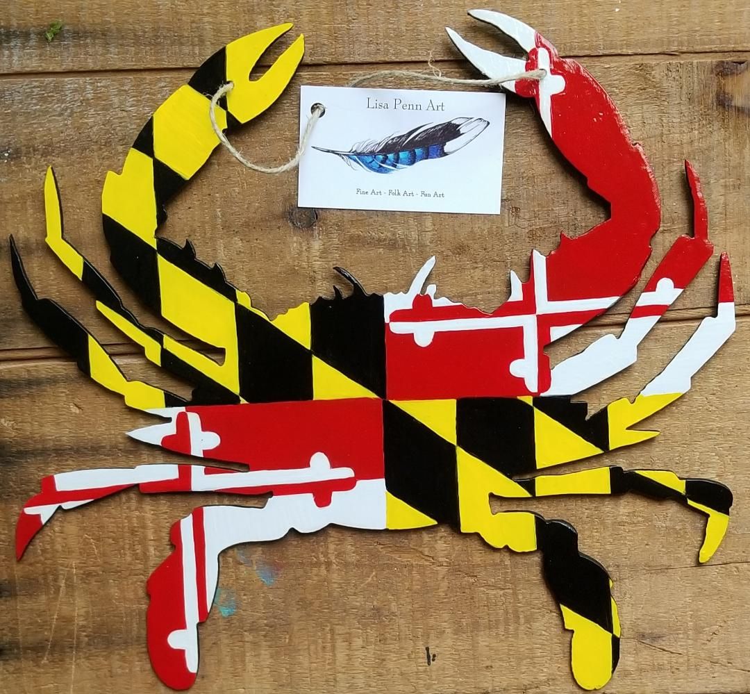 Hand Painted Metal Maryland Flag Crab Wall Hanging With Regard To Most Current Crab Wall Art (Gallery 18 of 20)