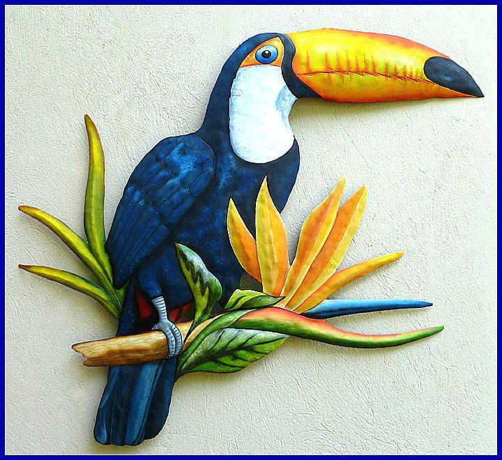 Hand Painted Toucan Metal Art Tropical Wall Decor Painted – Etsy | Tropical  Wall Decor, Toucan Art, Tropical Art Inside Most Recent Parrot Tropical Wall Art (View 2 of 20)