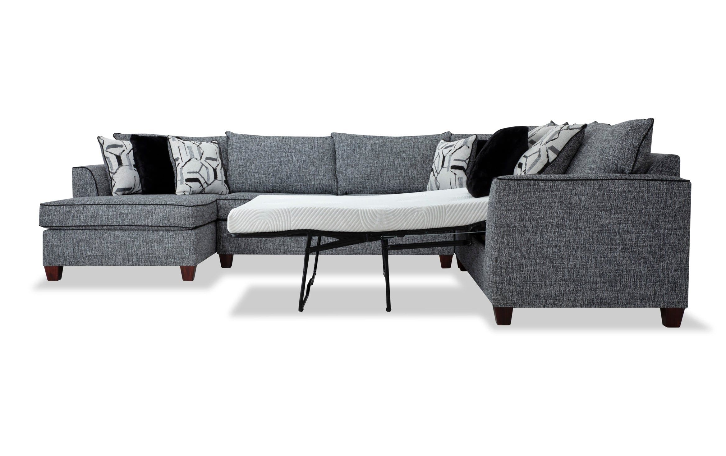 Harlow 142'' 4 Piece Left Arm Facing Bob O Pedic Gel Right Arm Facing Full Sleeper  Sectional | Bob's Discount Furniture Intended For Left Or Right Facing Sleeper Sectional Sofas (View 10 of 20)