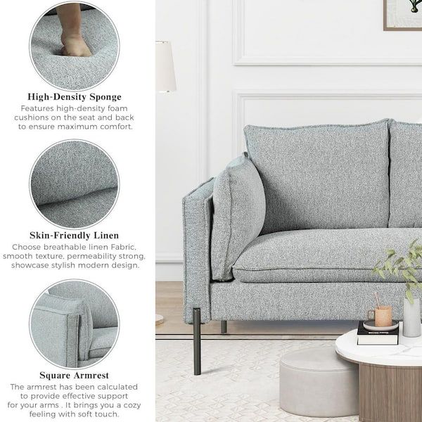 Harper & Bright Designs Modern 2 Piece Straight Linen Fabric Top Gray Sofa  Set (2 Plus 3 Seat) Cj530aae – The Home Depot With Modern Linen Fabric Sofa Sets (View 18 of 20)