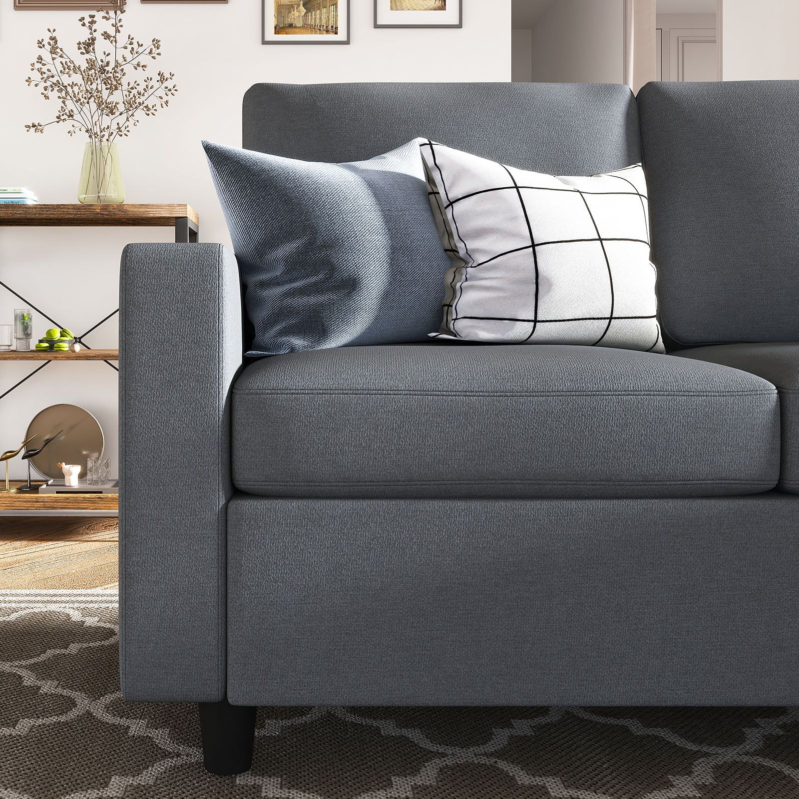 Honbay Reversible Sectional Apartment Sofa L Shaped Couch For Living Room,  Bluish Gray – Walmart With Regard To L Shapped Apartment Sofas (View 19 of 20)