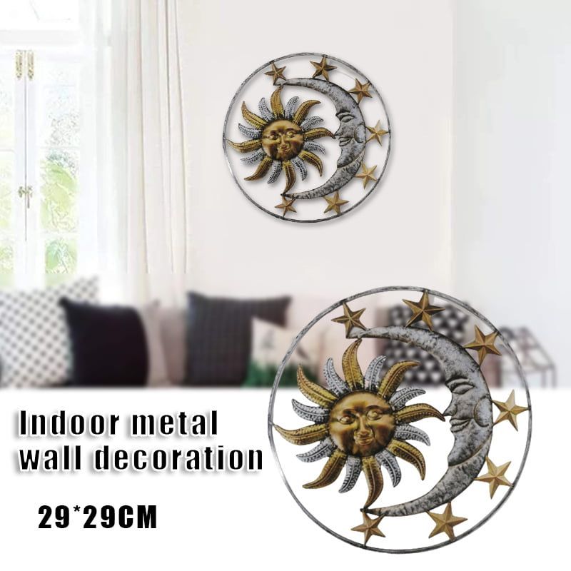 Hxazgsja Metal Wall Art Decoration Creative Sun Moon Star Statue Hanging  Ornament For Home Living Room Garden – Walmart Throughout Most Up To Date Weather Resistant Metal Wall Art (View 4 of 20)
