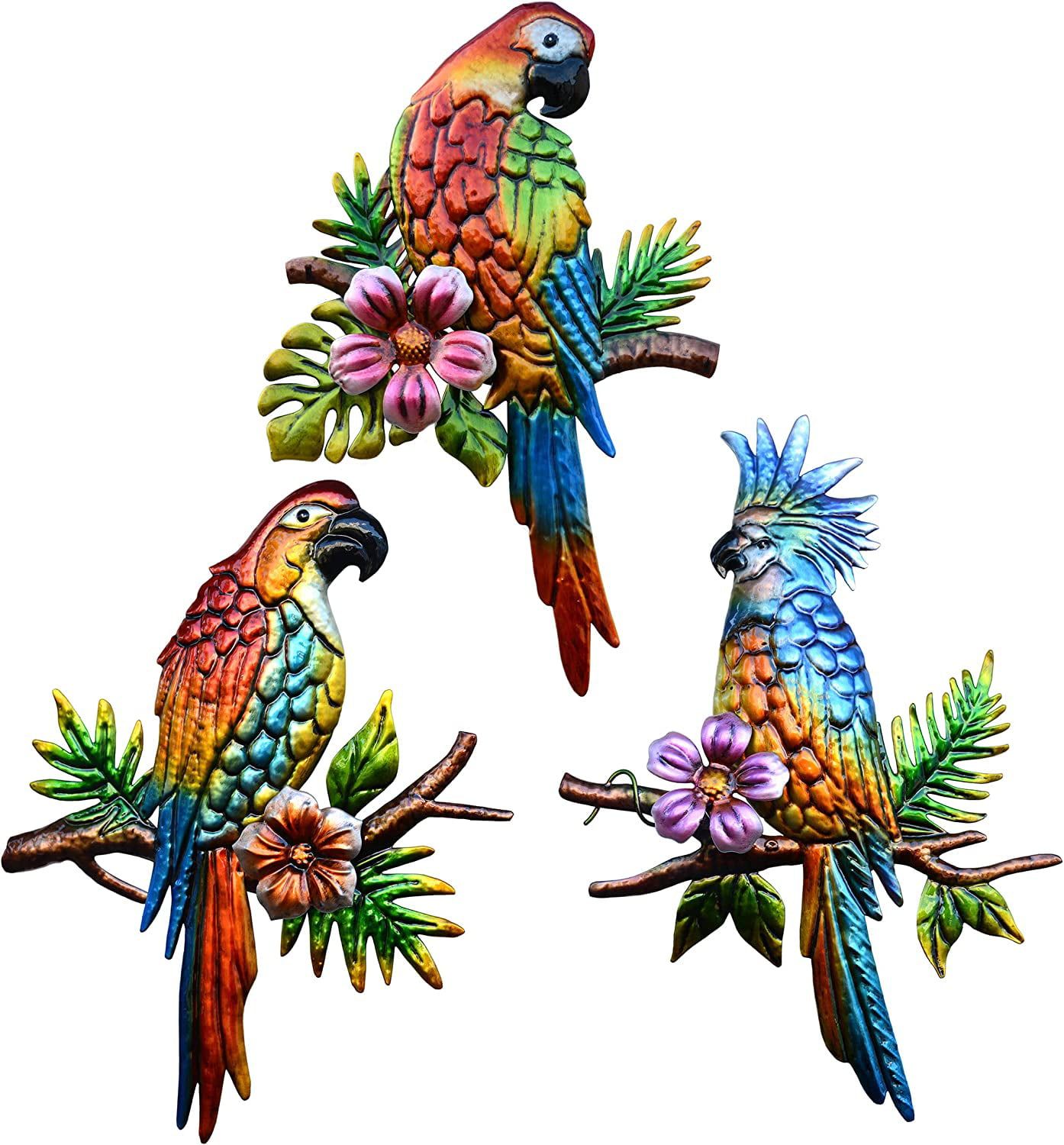 J Fly Parrot Tropical Wall Art Decor Metal Bird Wall Decor Outdoor  Decorations For Patio Wall Fence Garden Home Kitchen Balcony Tropical Bird  Macaw Wall Sculpture Hanging For Indoor Outdoor – Walmart Within Recent Bird Macaw Wall Sculpture (Gallery 1 of 20)