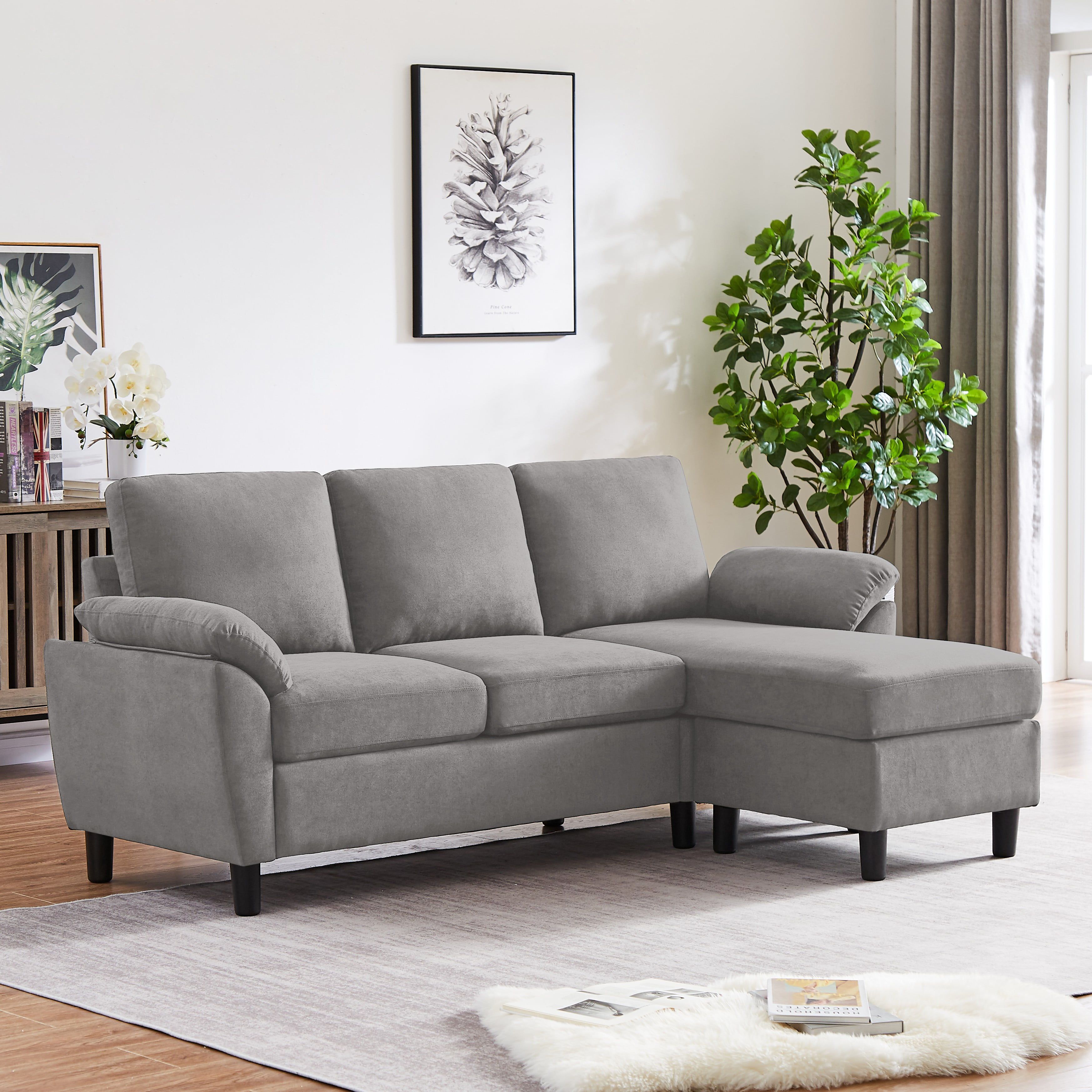 Jarenie Modern Fabric L Shapped Sofa Sectional Couches For Living Room Convertible  Sofa With Matching Chaise For Office, Apartment, Studio – Walmart With Convertible Sofa With Matching Chaise (Gallery 3 of 20)