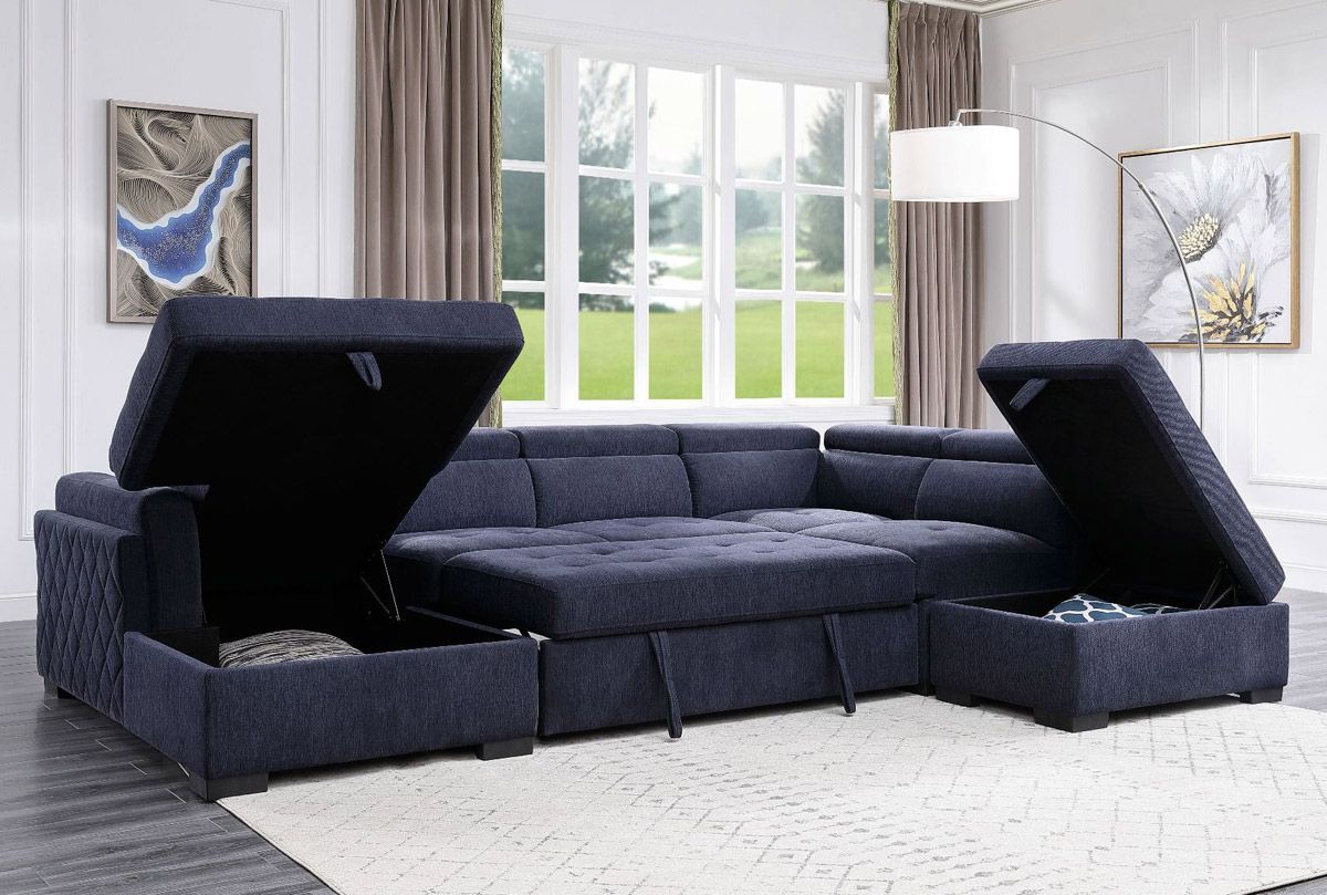 Juliana U Shape Sectional Sleeper With U Shaped Sectional Sofa With Pull Out Bed (View 4 of 20)