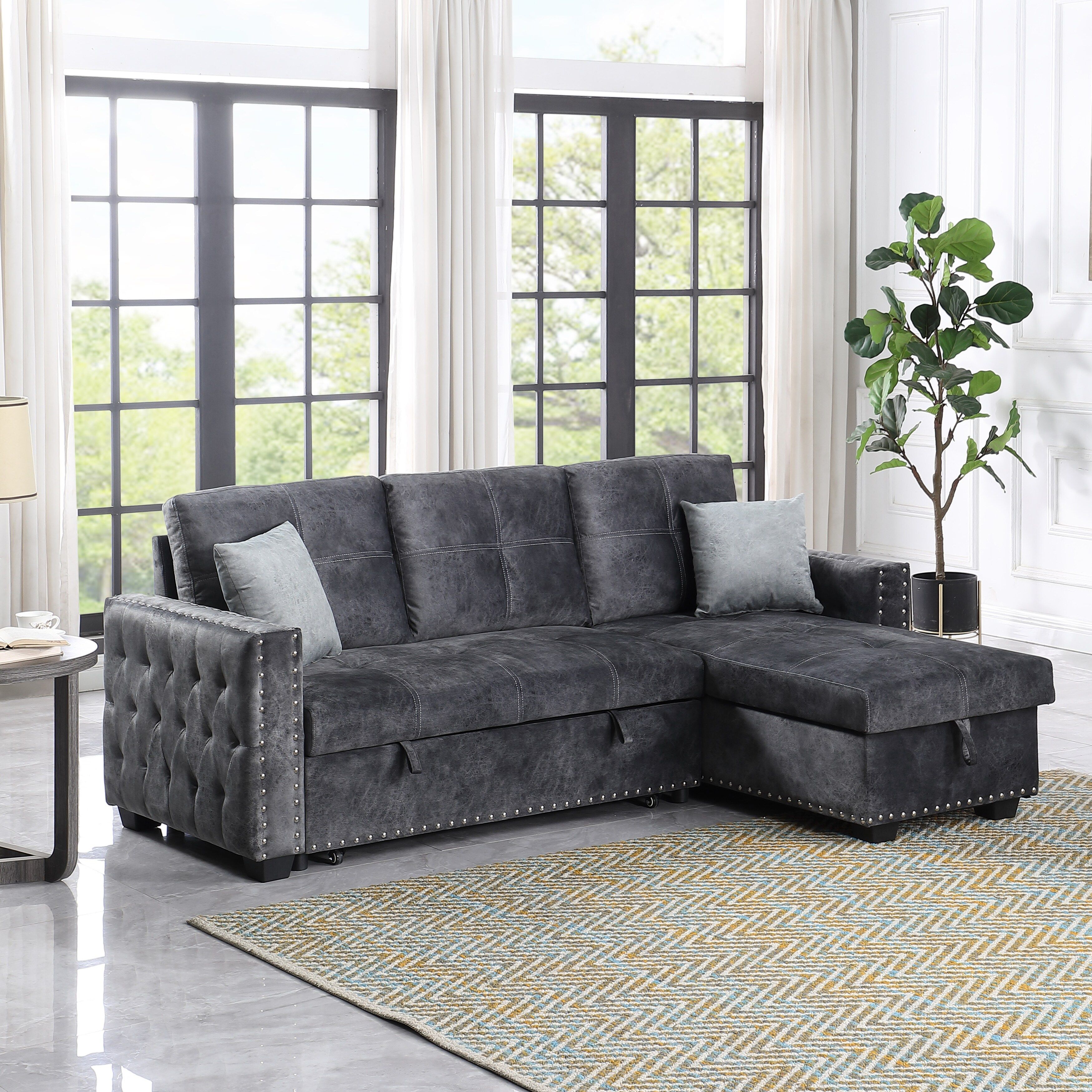 L Shape Sofa Set: Grey Velvet L  Shaped Sleeper Sofa Gkw Retail |  Idusem.idu.edu (View 15 of 20)