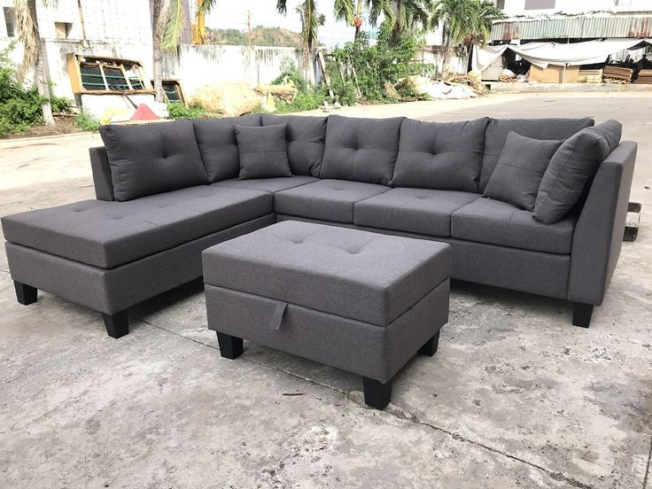 La Spezia W311 L Dark Gray Sectional Sofa W311s00016 | Grey Sectional Sofa, Sectional  Sofas Living Room, Sectional Sofa Intended For 7 Seater Sectional Couch With Ottoman And 3 Pillows (View 18 of 20)