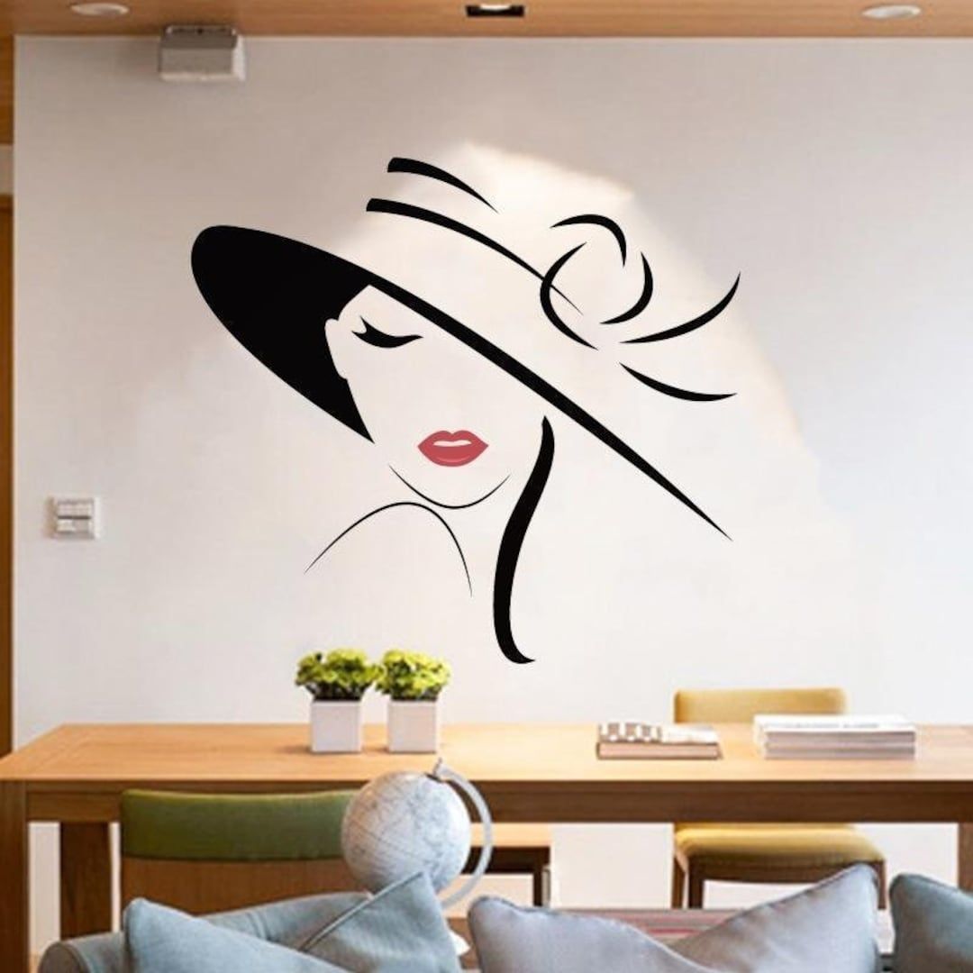Lady Face Wall Art Stickers. Woman Face Wall Art Stickers (View 13 of 20)