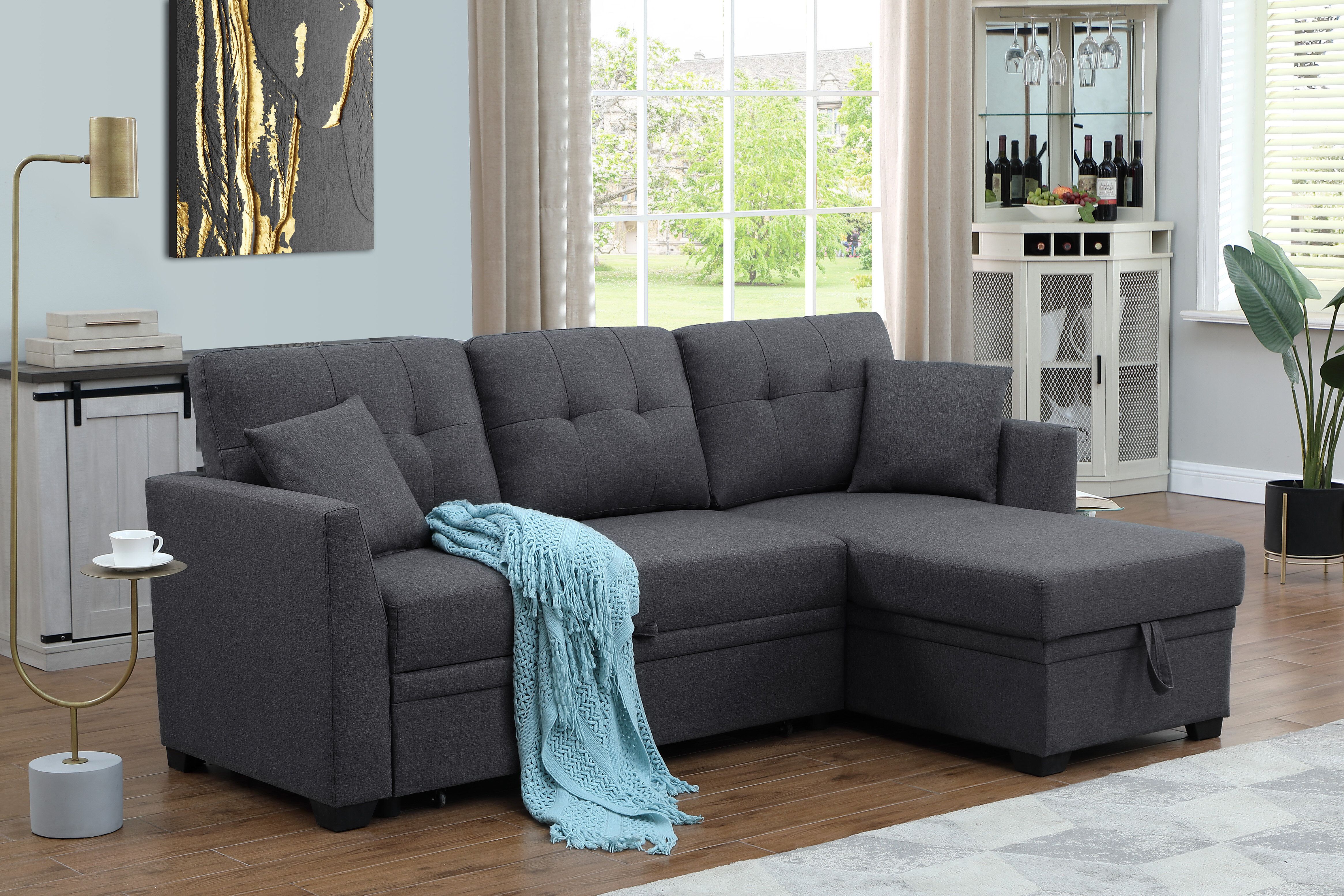 Latitude Run® Convertible Sleeper Sofa & Chaise & Reviews | Wayfair For Convertible Sofa With Matching Chaise (Gallery 1 of 20)