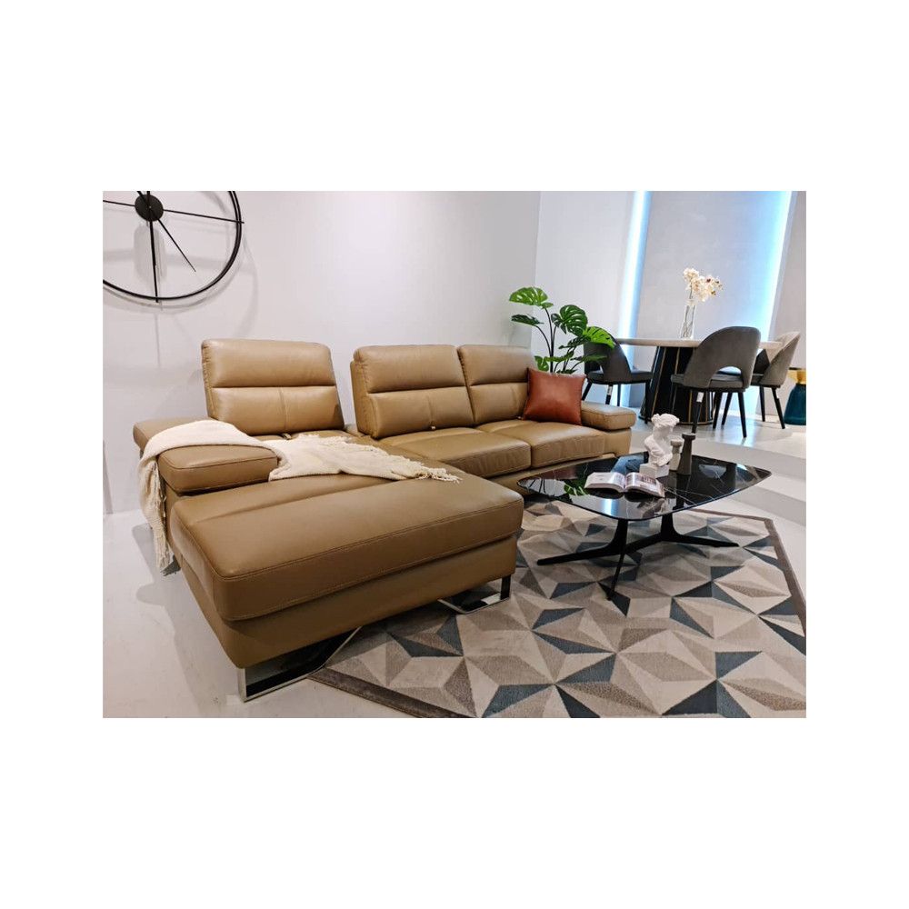 Lewis L Shape Leather Sofa (adjustable Backrest) | Moredesign Within L Shaped Couches With Adjustable Backrest (View 17 of 20)