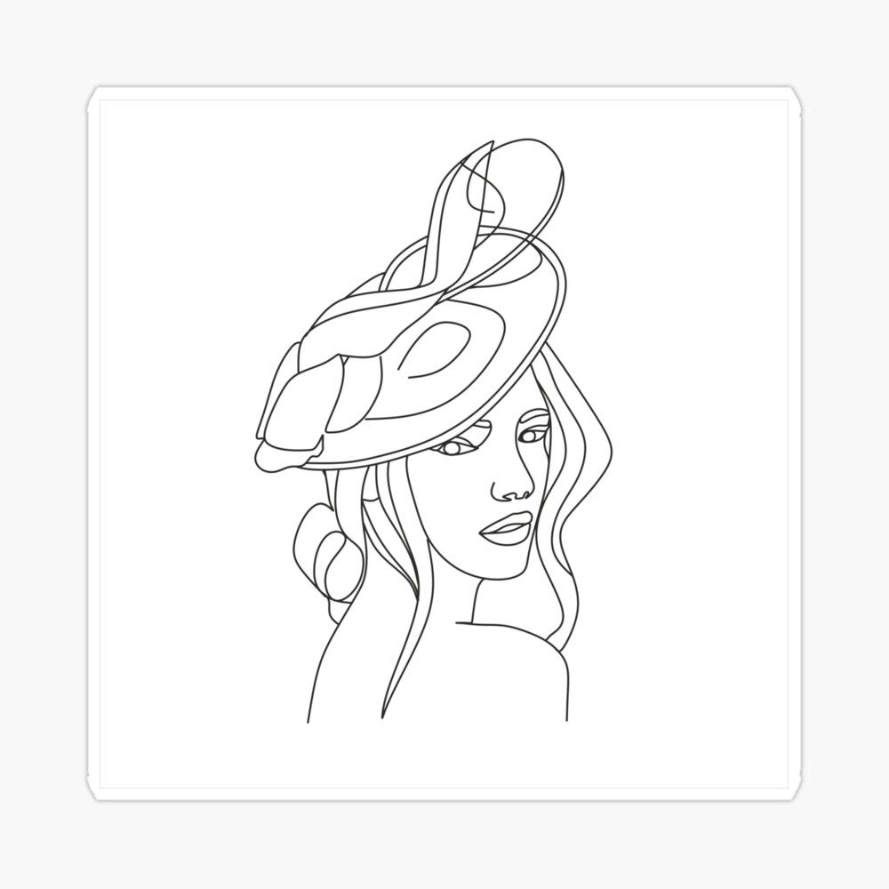 Line Art Sexy Woman In A Hat.minimalistic Logo Illustration (View 12 of 20)