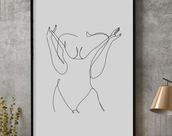 Line Art Woman Flower Crown Printable Wall Decor Minimalist – Etsy | Single  Line Drawing, Line Art, Trendy Wall Art Intended For Latest One Line Women Body Face Wall Art (View 9 of 20)