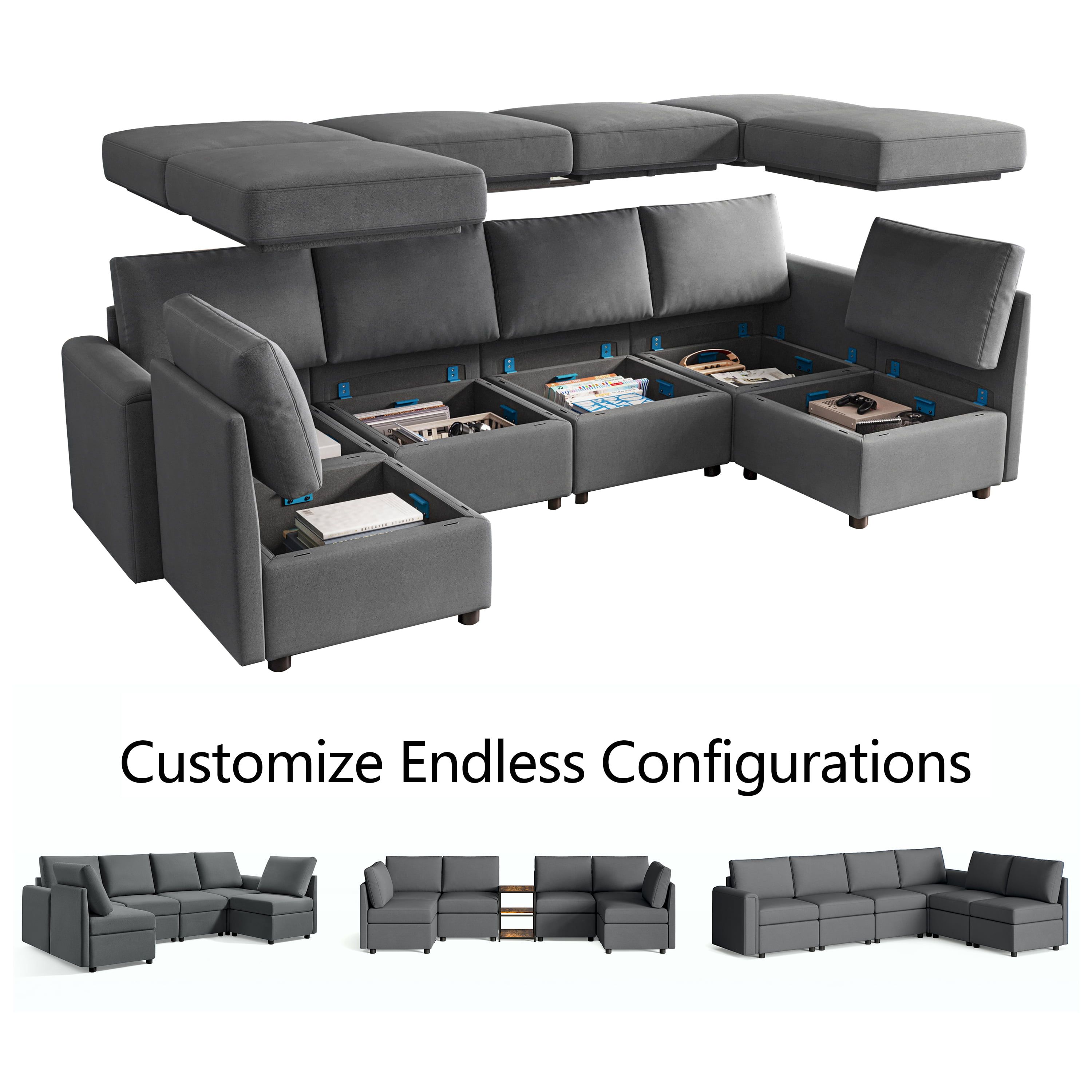 Linsy Home Modular Couches And Sofas Sectional With Storage Sectional Sofa  U Shaped Sectional Couch With Reversible Chaises, Dark Gray – Walmart With Regard To Sectional Sofa With Storage (View 9 of 20)